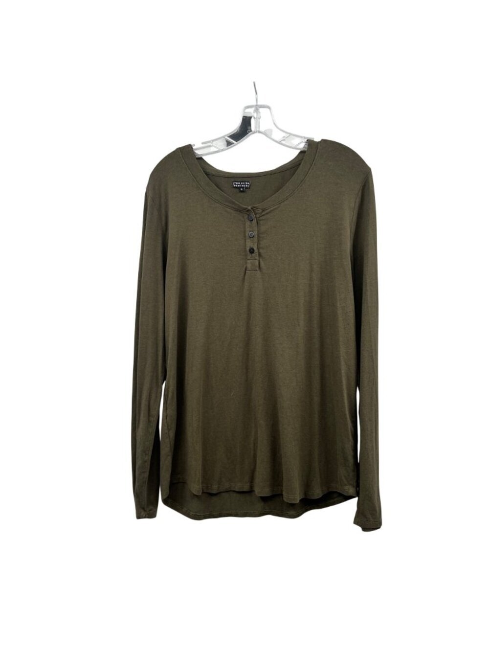 Two Blind Brothers Womens Henley Top Long Sleeve Olive Green Size XL